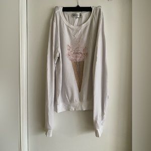 Wildfox white long sleeve ice cream cone top, size M